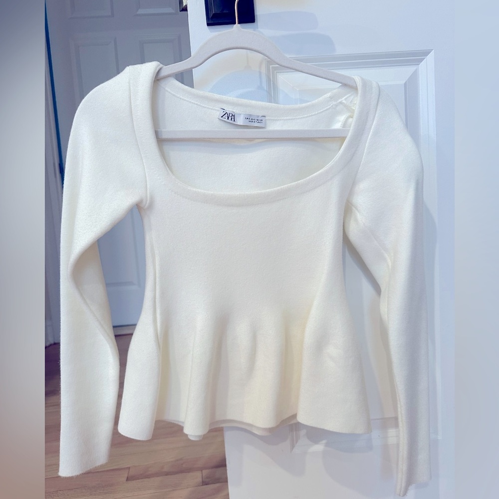 Zara White Knit Top